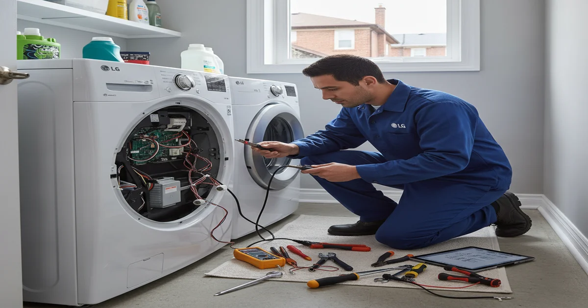 Professional appliance repair technician servicing household appliances