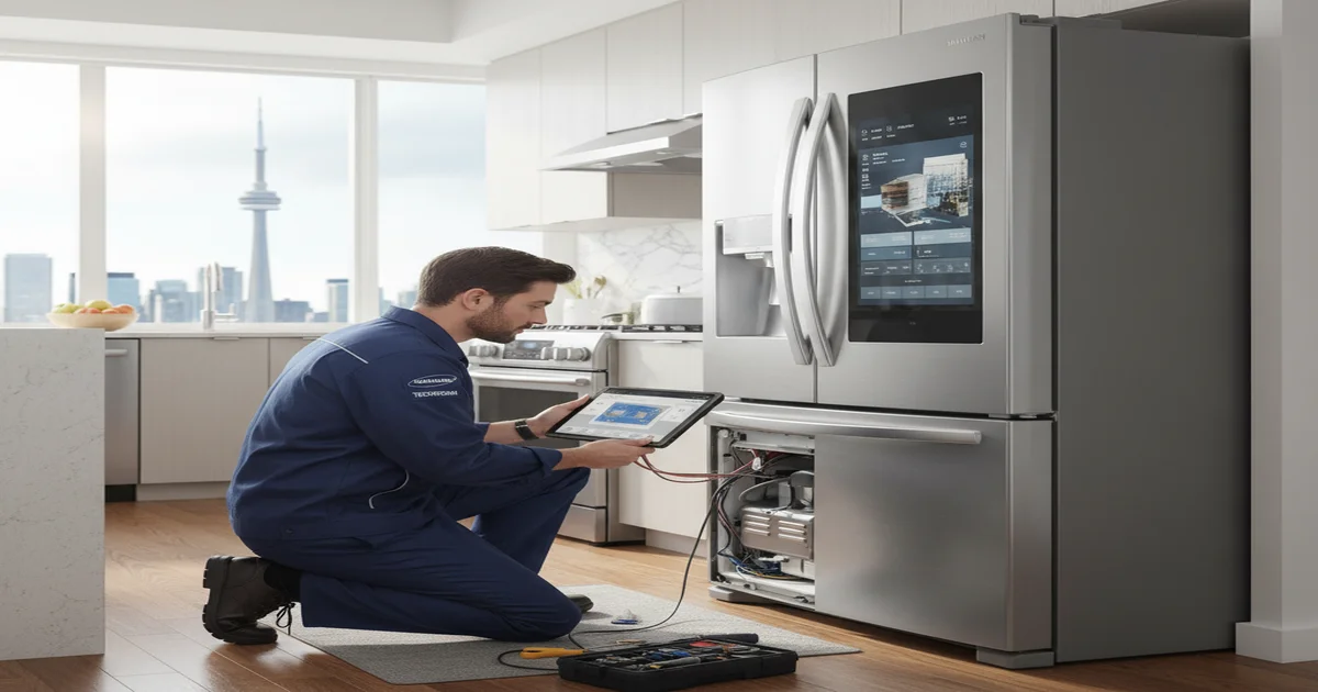 Professional appliance repair technician servicing household appliances