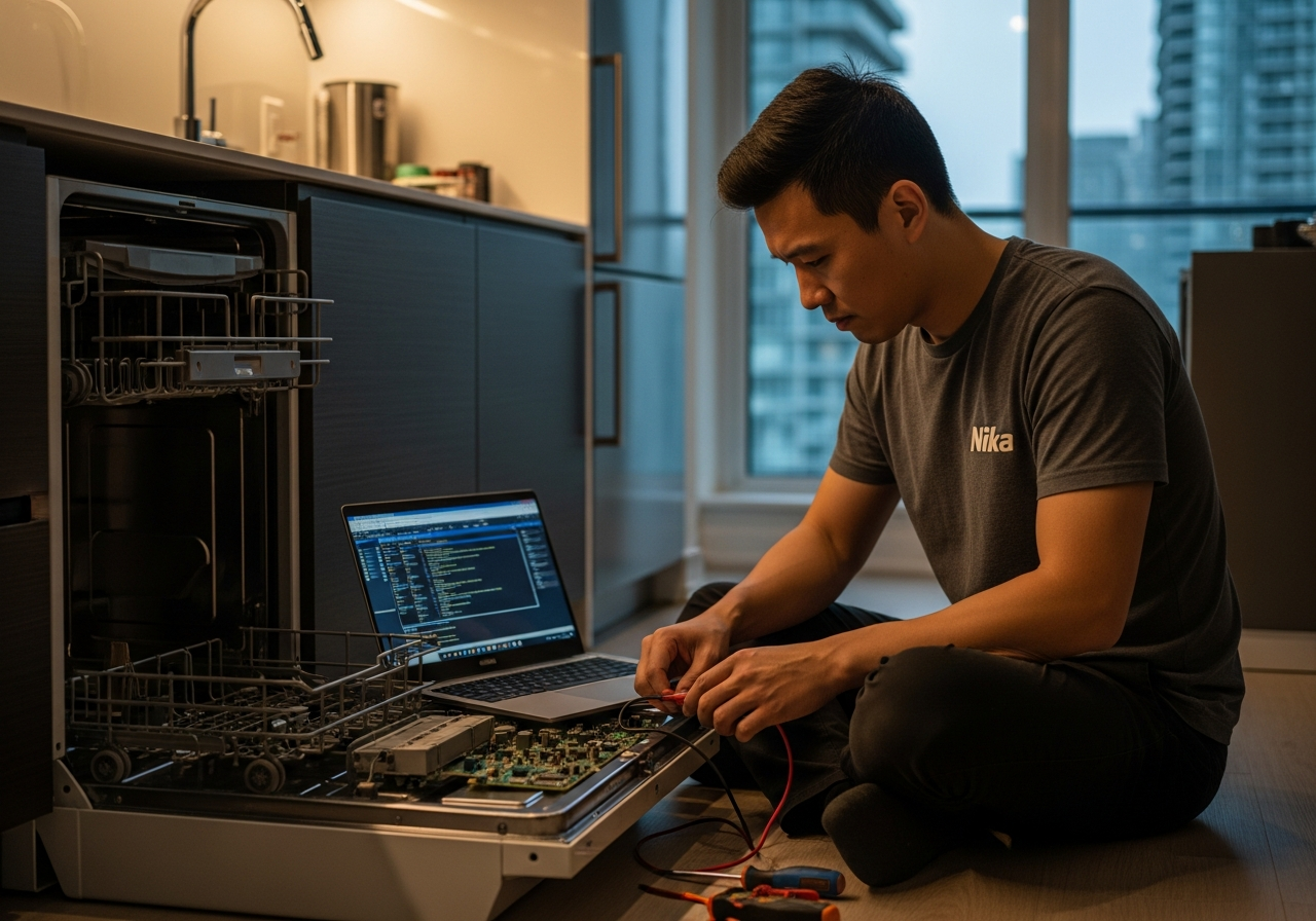 Nika lead technician repairing appliance in Toronto